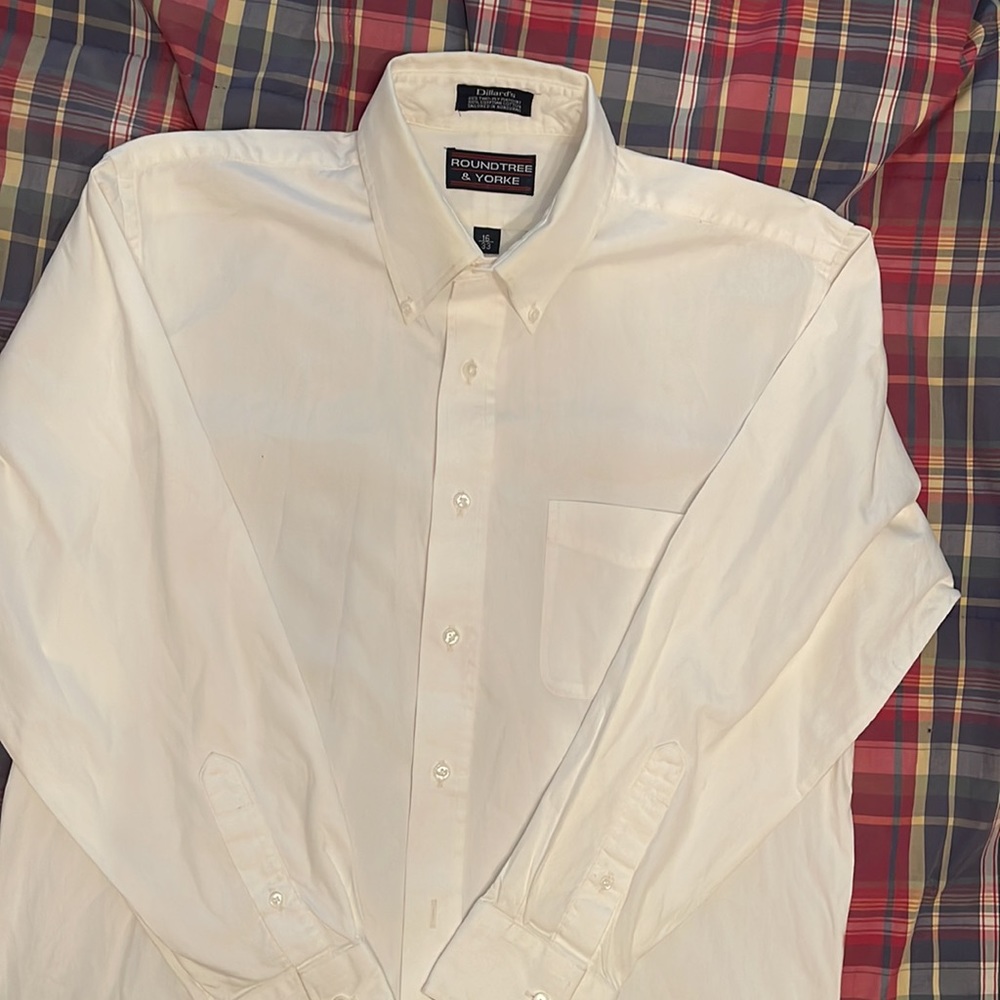 Men’s Roundtree & Yorke Egyptian Cotton Dress Shirt Cream 16 neck, 33 sleeve